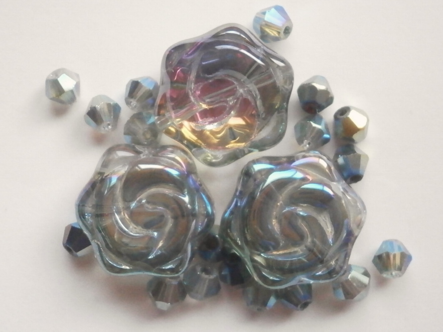 ガラスビーズ★ローズ★モスグリーン系★d拍卖