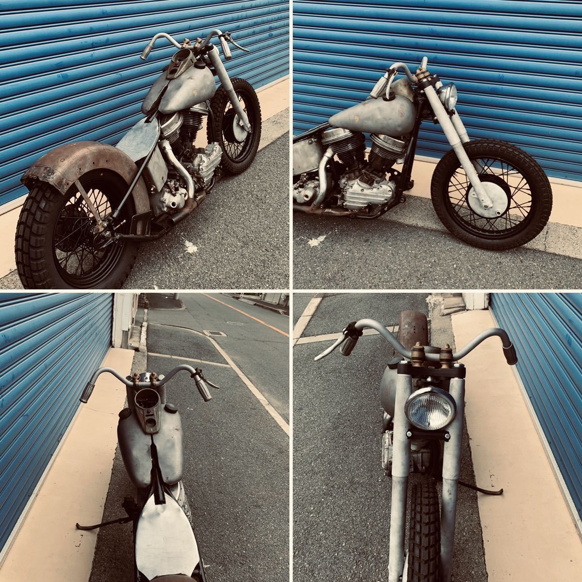 New フランダース スタイル ナロー レーサー ハンドル ナックル パン ショベル WR WL ビンテージ スチール仕上拍卖