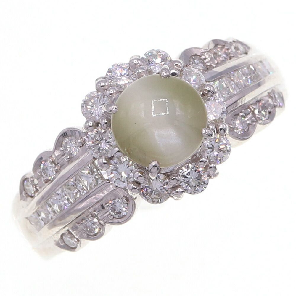 キャッツアイ ダイヤモンド リング CE1.41ct D0.77ct Pt900 16.5号 CatsEye Diamond拍卖