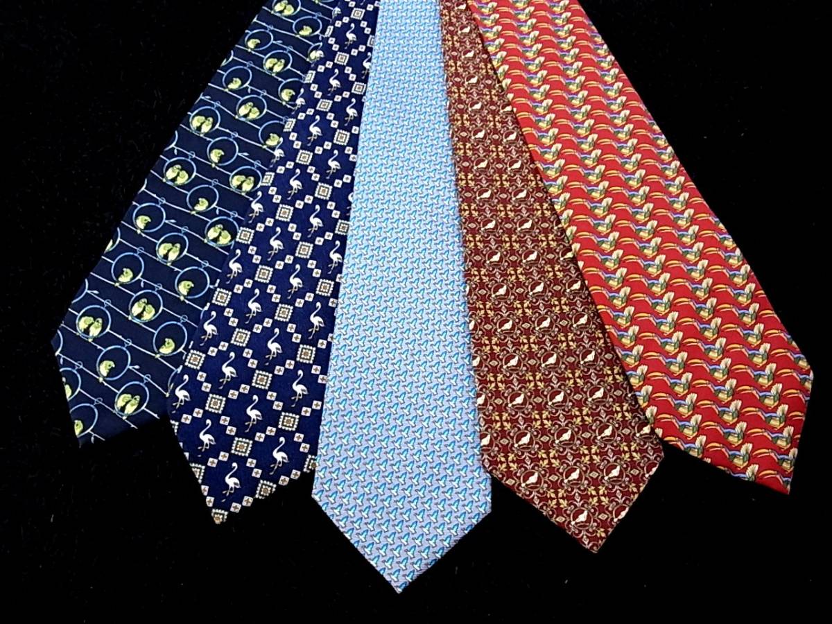 ♪DM7452③♪お買い得SALE!5本セット【鳥・とり・トリ】本格ネクタイ♪拍卖