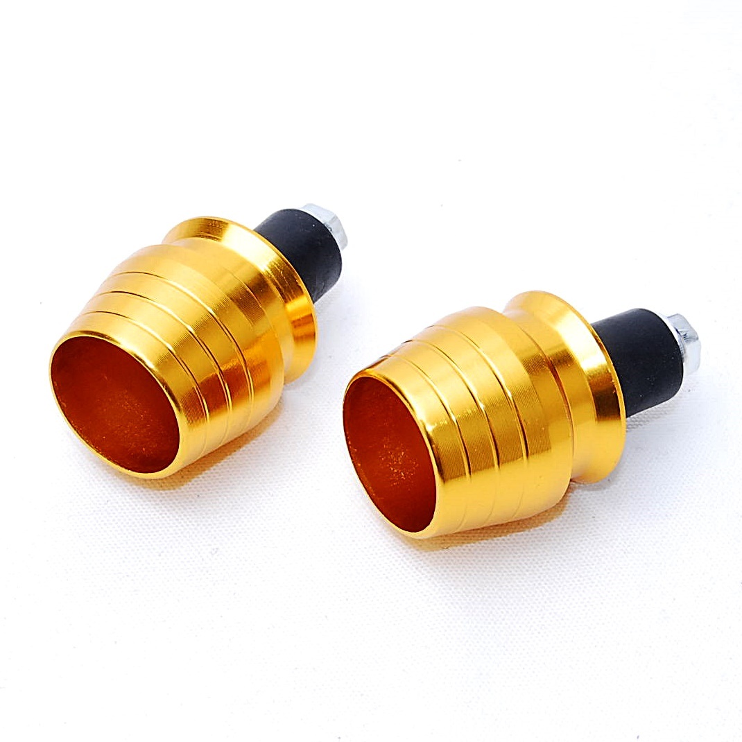 送料一律180円 | コニカル バイク ハンドル用 アルミ グリップエンド ゴールド 汎用 バーエンド ハンドル キャップ 円錐型 ハンドルバー 金拍卖