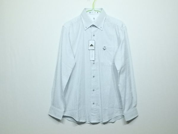 ジーゲラン 上質! シアサッカー 超長綿 ストライプ ボタンダウンシャツ M拍卖