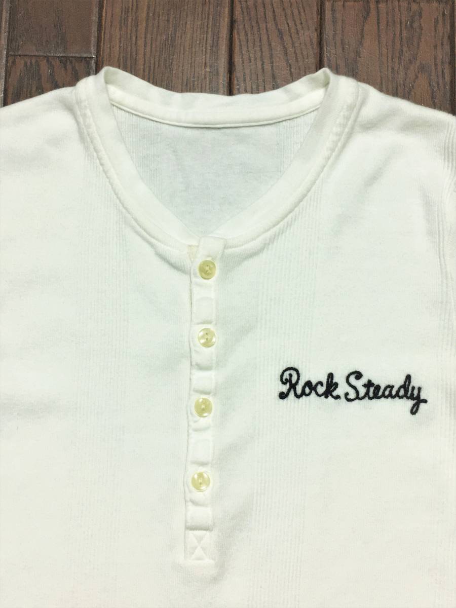 ワコマリア WACKO MARIA RockSteady チェーンステッチ 刺繍 ヘンリーネック 半袖 カットソー Tシャツ S 白 ホワイト拍卖