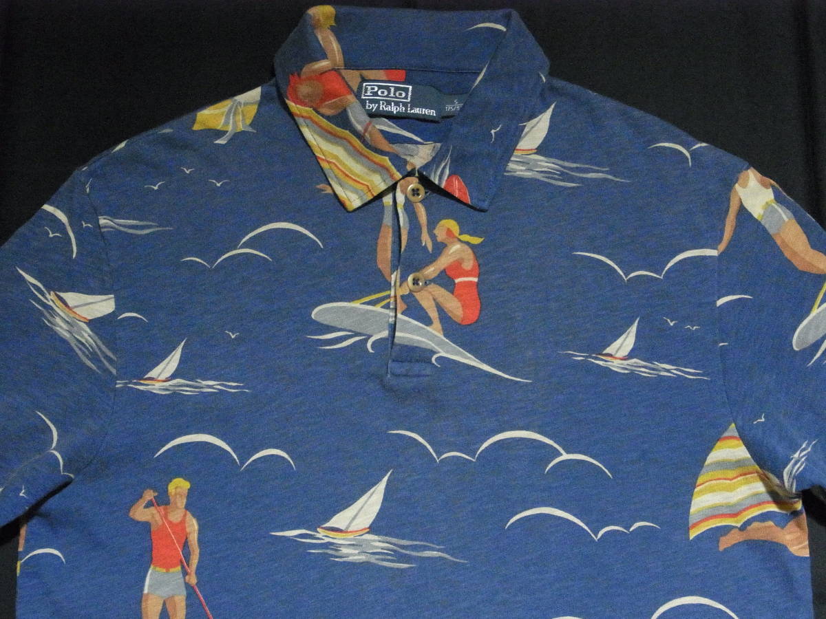 廃盤 希少 珍品 ビンテージ 90s - 00s ? POLO RALPH LAUREN 総柄 半袖 ポロ シャツ サーフ レア オールド サーフィン ポロ ラルフローレン拍卖