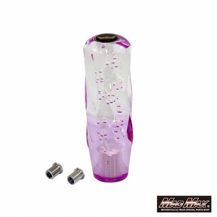 トラック用品 ツイストシフトノブ 泡 150mm クリア/パープル 変換アダプター付/スーパーグレート ファイター キャンター【送料800円】拍卖