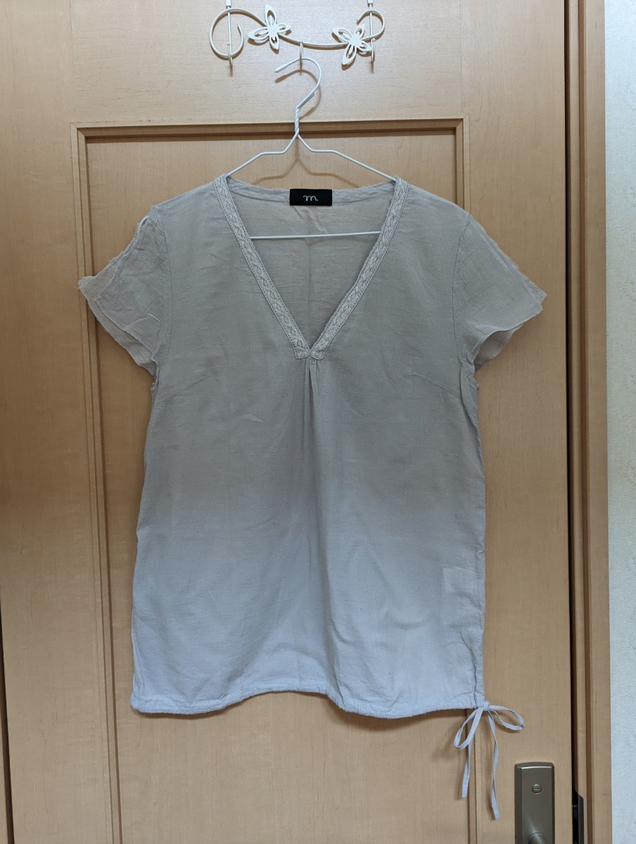 サイズM☆マーブルインク☆薄手のグレーカットソー・送料込み拍卖