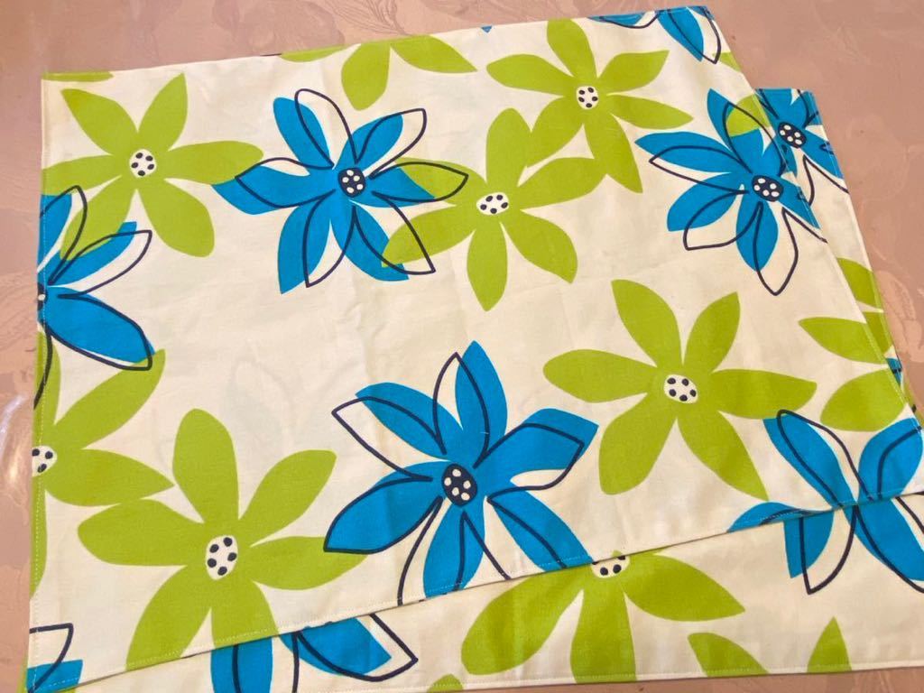 NO.2-8 裏付ランチョンマット ハンドメイド 35x45 2枚組 北欧花柄拍卖