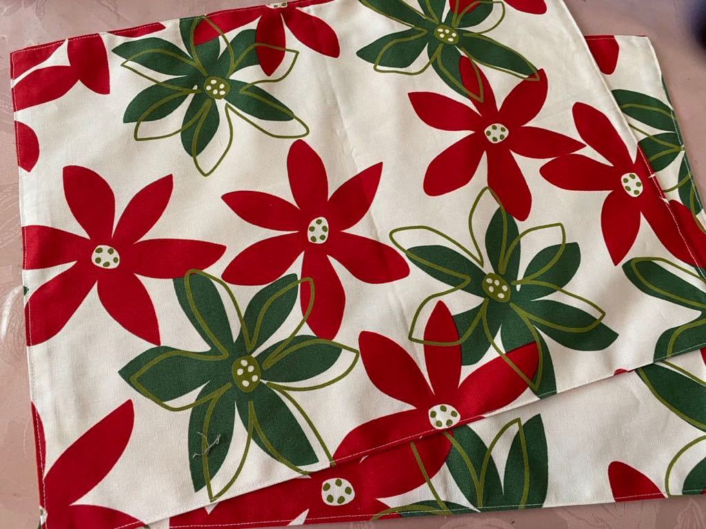 NO.2-19 裏付ランチョンマット ハンドメイド 35x45 2枚組 花柄拍卖