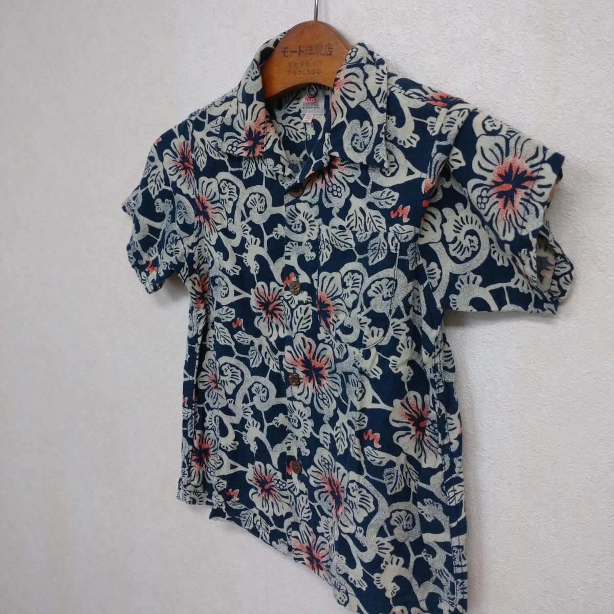 WASK キッズ レーヨンアロハシャツ 紺 120拍卖