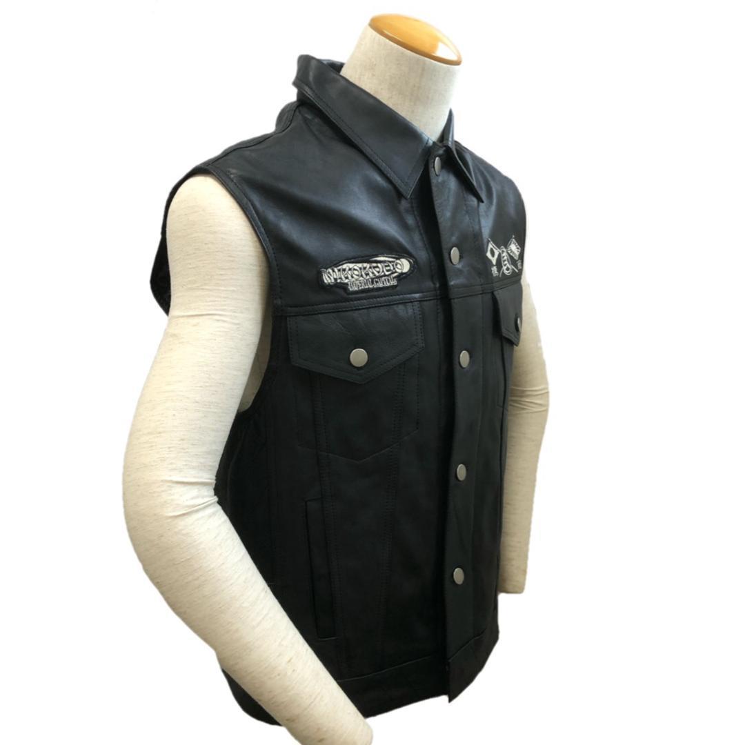 【52%引】(7651)弐黒堂 WBJN-90ブラック(L)ミッドナイトライド 本革ベスト拍卖
