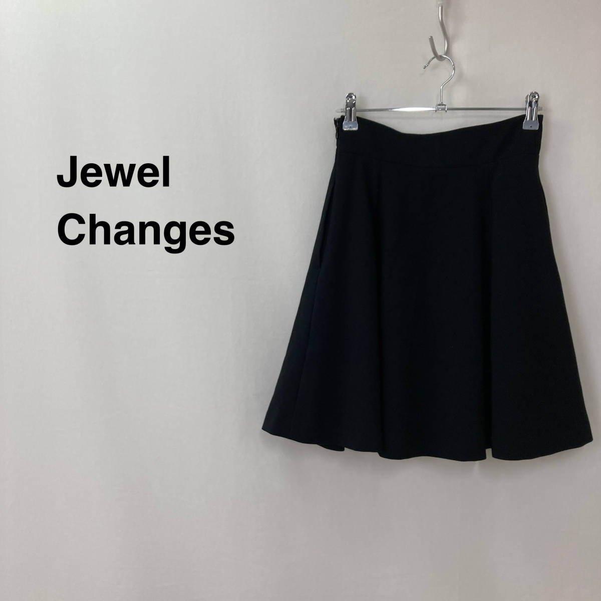 (F11-0617)Jewel Changes ジュエルチェンジズ 膝丈フレアスカート ブラック レディース拍卖