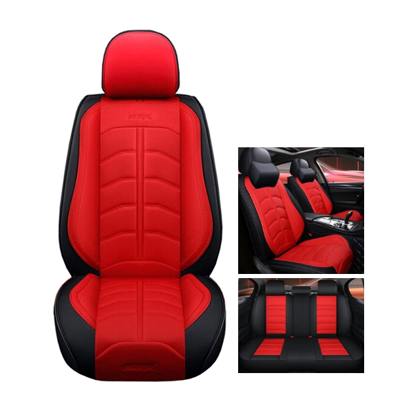 プレミアムPUレザー シートカバー トヨタ ハイエース 200系 H16.8? スーパーGL 5人乗り ブラック×レッド 1台分 内装 水拭き可能拍卖