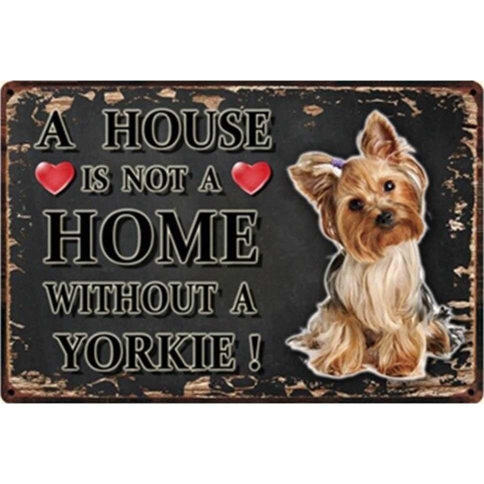 A3329 メタル サイン ブリキ 看板 金属 製 プレート 店 注意 警告 動物 ペット 犬 ヨークシャー テリア ヨーキー【3093】拍卖