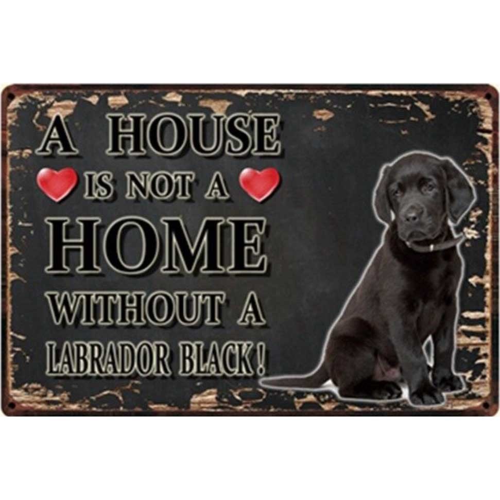 A3363 メタル サイン ブリキ 看板 金属 製 プレート アート パネル 店 注意 動物 ペット 愛 犬 ラブラドール 黒 【3116】拍卖