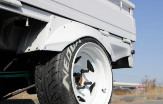 【ESB・CLS/Battle Works】★SUZUKI キャリィトラック DA63T/リア用オーバーフェンダー 50mmワイド(左右セット)★FRP 黒ゲルコート仕上拍卖