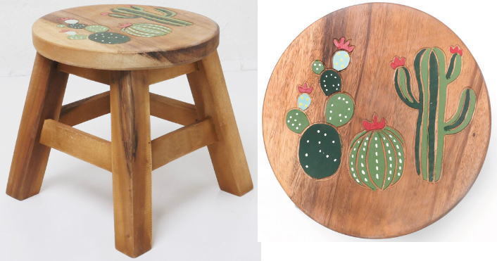 手作り 木製ウッドスツール ロータイプ サボテン maraika拍卖