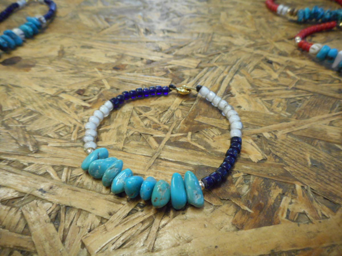 民族ビーズ.白.ホワイトハーツ☆天然ターコイズ☆ブレスレット☆ブレス☆インディアン☆ネイティブ系☆14金GFビーズ☆オリジナル お洒落拍卖