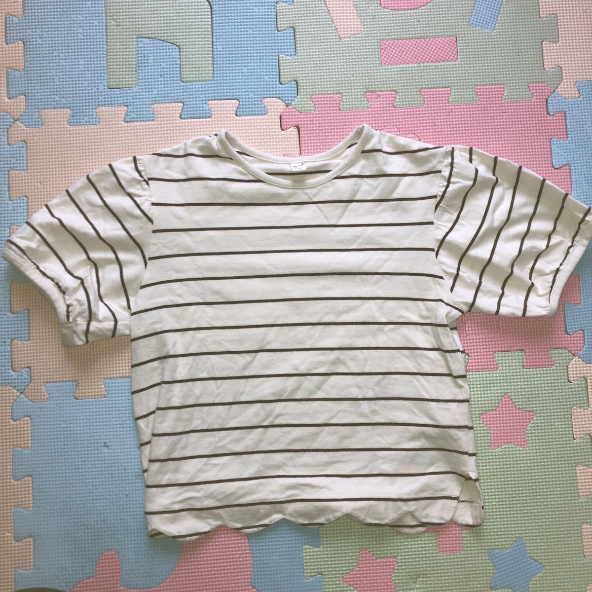 【即決】アプレレクール 女の子用半袖Tシャツ140cm トップス ボーダーストライプ柄①拍卖