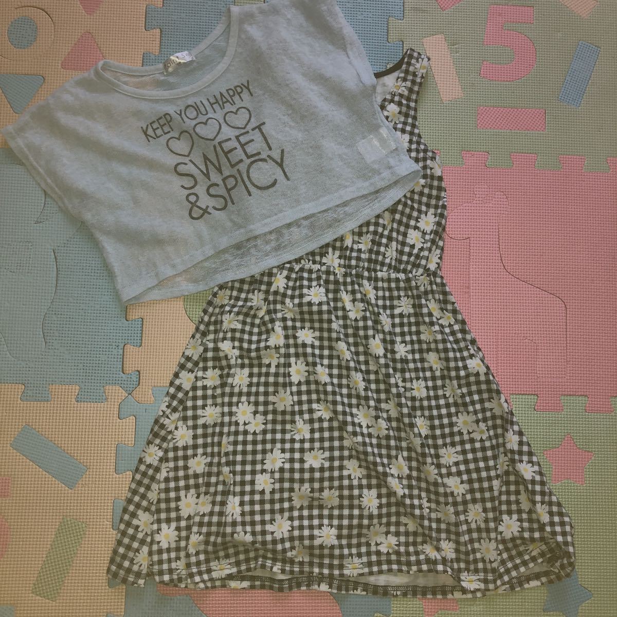 【美品即決】とっても可愛い女の子用半袖&ワンピースの2点セット140cm 花柄拍卖