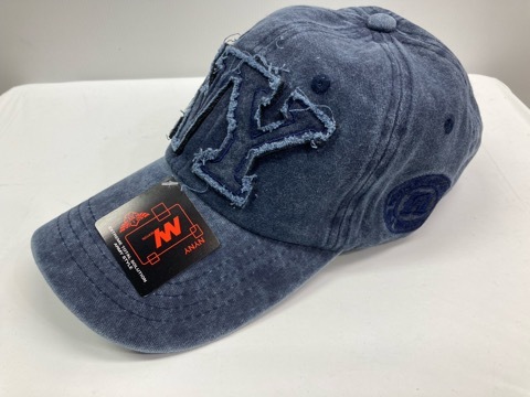 ★送料割引!ゴルフキャップ ベースボールキャップ 帽子 ダメージ加工 綾織綿布 NY ダークブルー2★未使用格安!拍卖