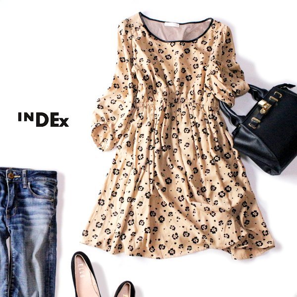 ☆☆ 美品 (株)ワールド INDEX インデックス ☆☆ 大人可愛い ウエストゴム 柔らか チュニックワンピース M 春 夏 23C03拍卖