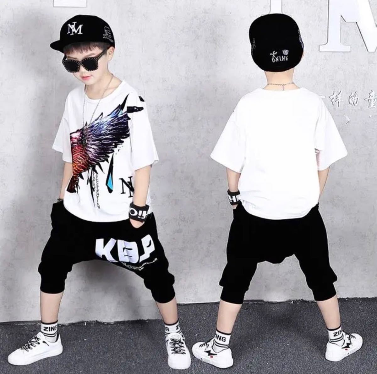 130 サイズ男の子 かっこいい ヒップダンススタイル セットアップ拍卖