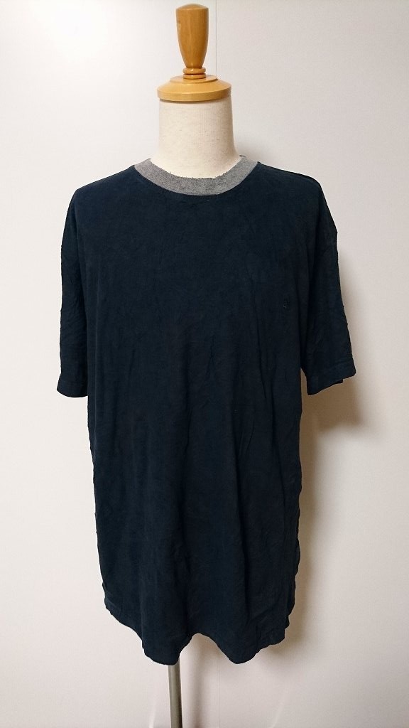 ☆NAUTICA ノーティカ Tシャツ 無地 ロゴ 刺繍 サイドリブ ネイビー ビッグシルエット【XL】古着 ◆8687◆拍卖