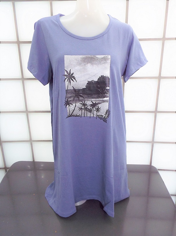 グッディーモード 椰子と海 ライトブルー M~Lサイズ 天竺 綿100% 半袖 チュニック 新品 GOODDAY MOOD拍卖
