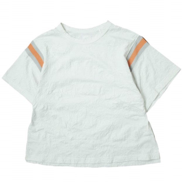 Name. ネーム 日本製 OVERSIZED FOOTBALL TEE 皺加工 オーバーサイズフットボールTシャツ W-NMCU-18SS-025 2 ホワイト 半袖 ライン g11233拍卖