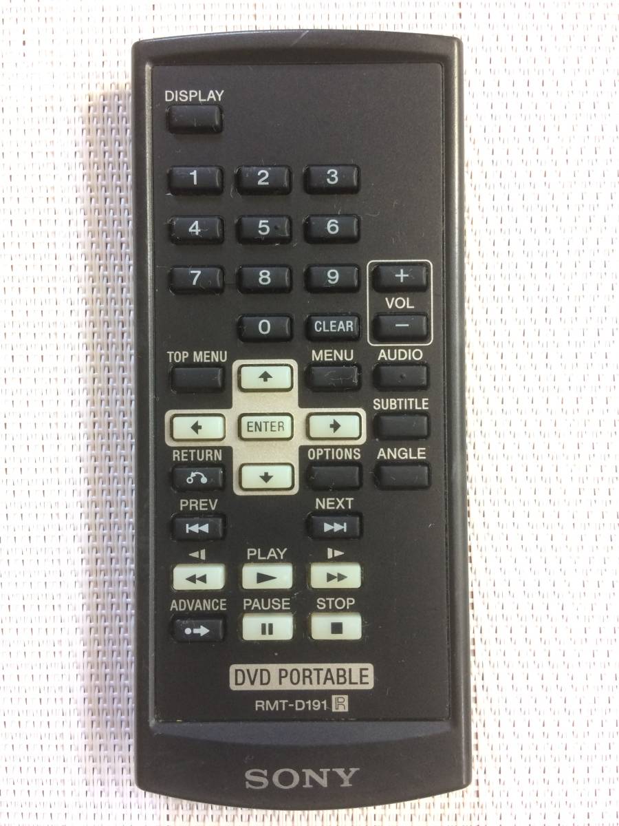 新品電池付属★送料無料★SONY★ソニー★純正★ポータブルDVDプレーヤー用リモコン★RMT-D191★中古★動作品★返金保証あり★拍卖