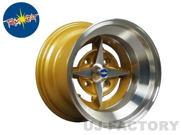 トムキャット ホイール 限定 復刻版 14インチ / 10.0J / -39 / P.C.D-HOLE 114.3-4H ゴールド&ポリッシュ ×4本セット TOM CAT拍卖