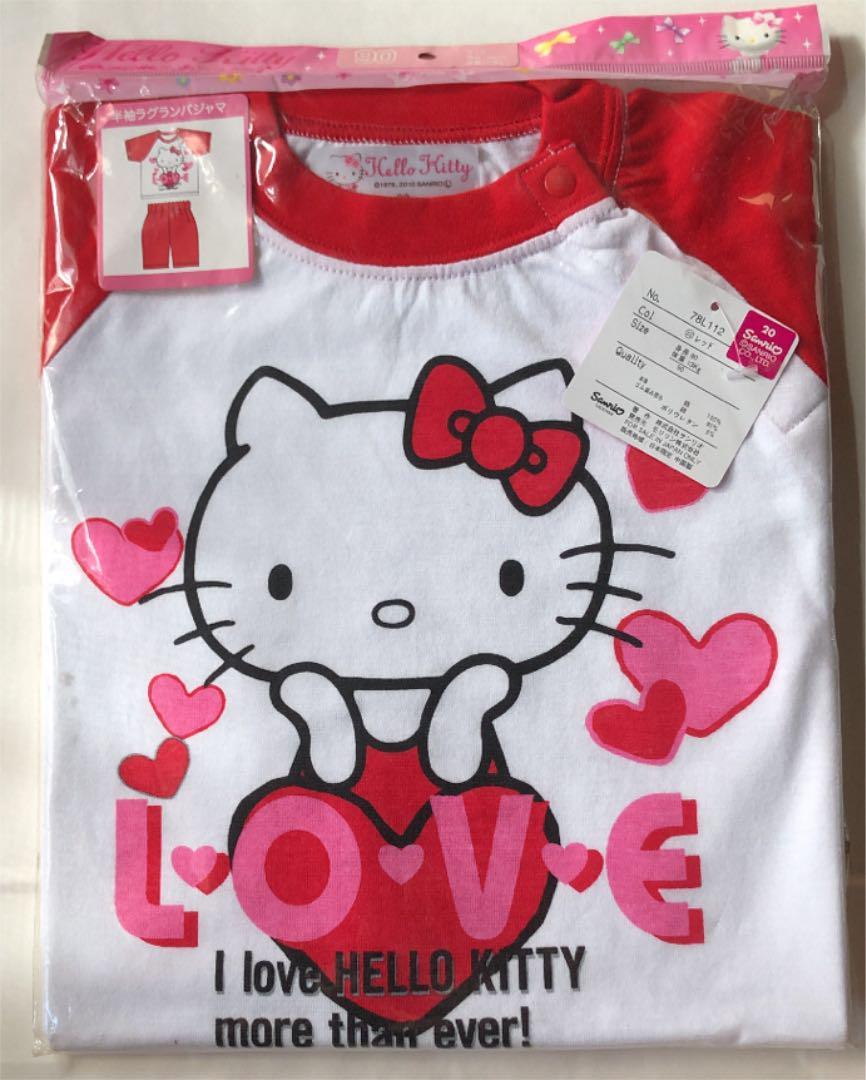 サンリオ 90 女の子 ハローキティ半袖Tシャツとパンツ 綿100 子供 キッズ拍卖