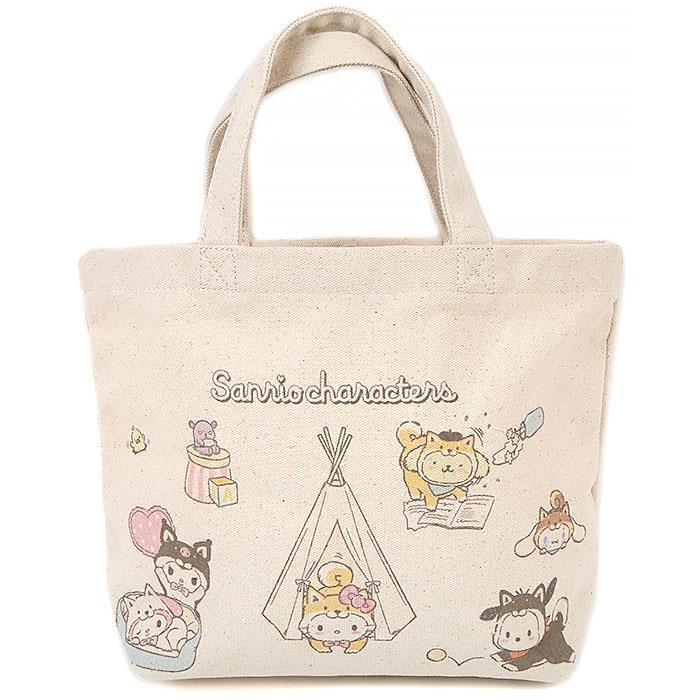 サンリオキャラクターズ 手さげバッグ 16オンス 帆布ZIPハンドバッグ ランチバッグ ミニトート テント A 柴犬 しばいぬアート サンリオ san拍卖