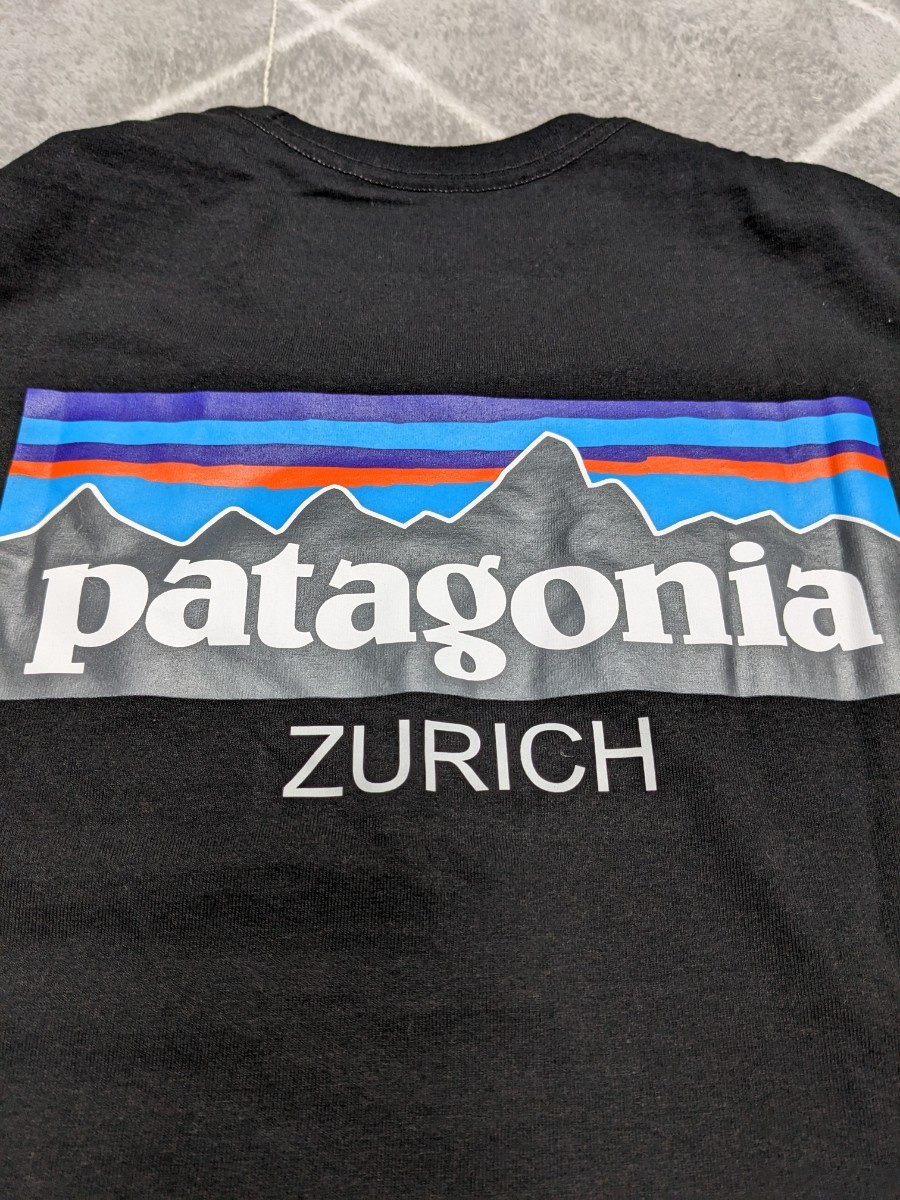 新品 patagonia プリントTシャツ 海外モデル パタゴニア スイス ZURICH チューリッヒ 半袖 Tシャツ 黒 ブラック 拍卖