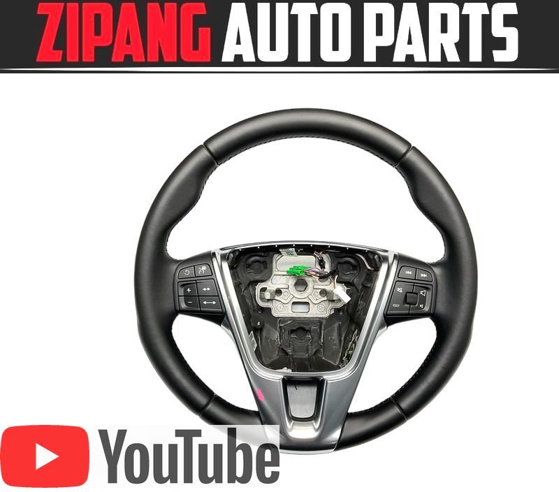 VL021 DB XC60 T5 SE 後期 本革 ステアリング ハンドル/スイッチ付 ◆黒革/ブラック 【動画有り】 ○拍卖