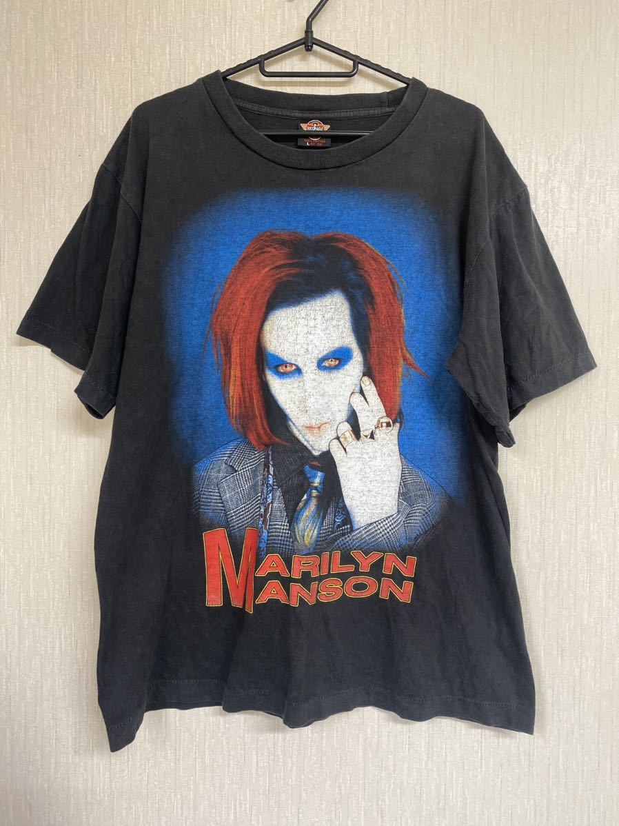 90'S Marilyn Manson Tシャツ vintage ブラック サイズL マリリンマンソン バンドTシャツ ヴィンテージ 拍卖