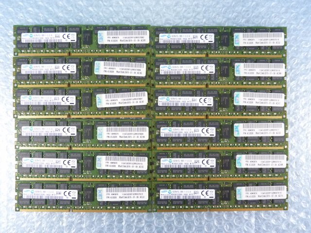 1OAR // 16GB 12枚セット計192GB DDR3-1600 PC3L-12800R Registered RDIMM 2Rx4 M393B2G70DB0-YK0Q2 47J0226 46W0674 // IBM x3550 M4 取外拍卖