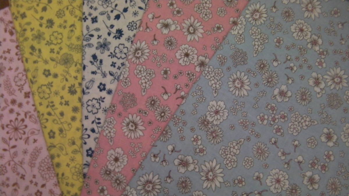 激安*特価*お花柄*小花*フローラルシャワー ラインフラワー&フロックス 5枚セット*巾×長さ50㎝*キュート*キッズ*綿100%*クロス小花②G拍卖