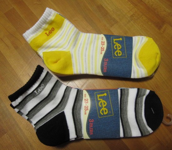 *送料無料*新品*Lee*23-25㎝*3足×2*ボーダー*黒グレー黄*拍卖