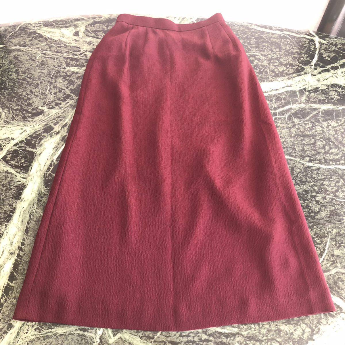 【美品】VINVERT★バンベール ロングスカート Mサイズ程度 ダークレッド サイドファスナー 赤系 レディース拍卖