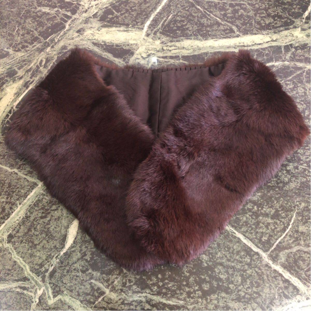 【美品】ファーティペット★ダークブラウン ファーマフラー 和装 和服 茶色 和装小物 着物拍卖