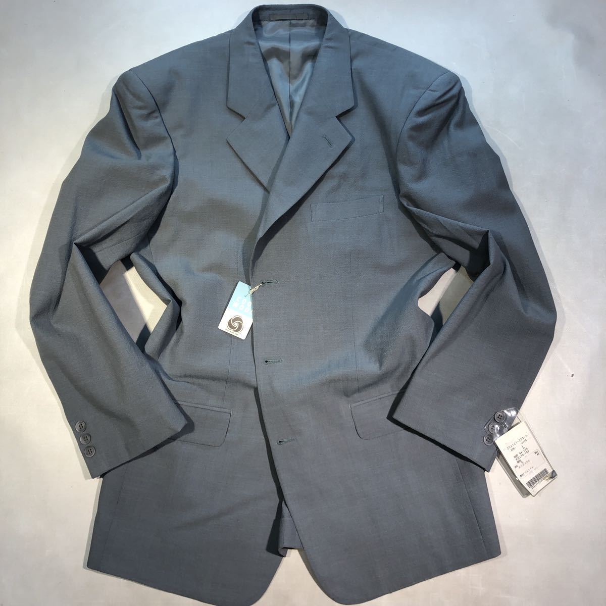 新品 【サイズA6 L★COOLWOOL】3Bシングルジャケット グレー系 背抜き ノーベンツ ゴルフ カジュアルジャッケット ウール96%日本製拍卖