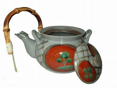 美濃焼 6号 赤絵丸紋土瓶 ポット拍卖