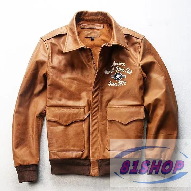 「81SHOP」高品質 A2フライトジャケット メンズ ミリタリージャケット 空軍 牛革 刺繍 革ジャンM-4XL拍卖
