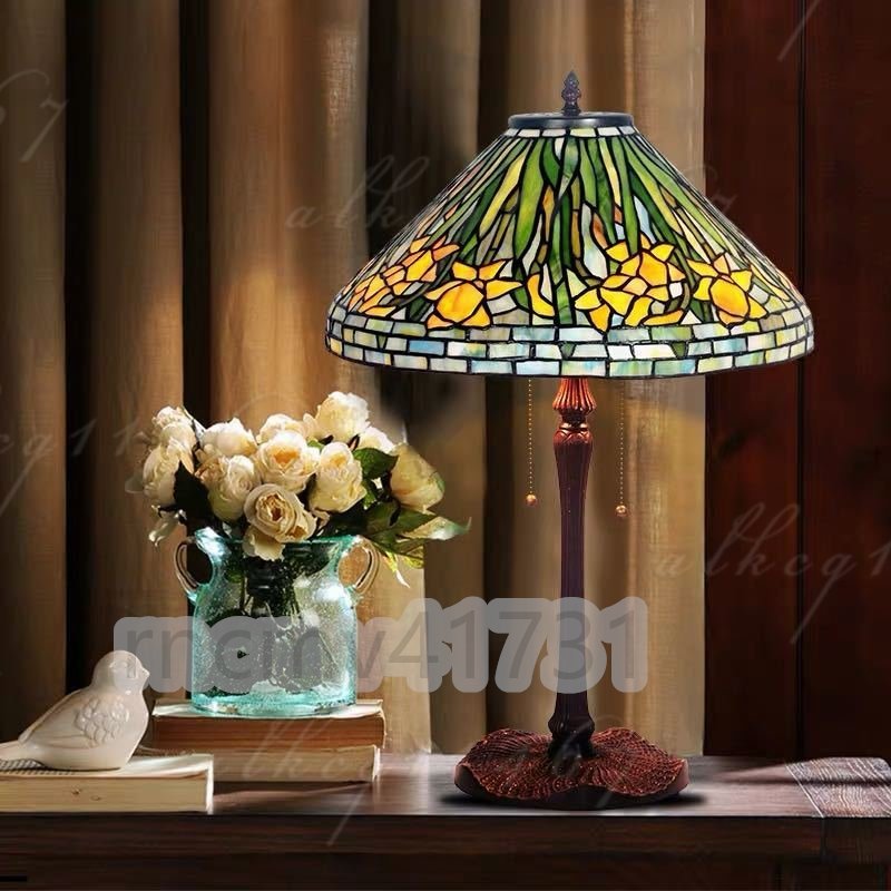 「81SHOP」極美品★ 高さ64cm 高級ステンドグラスランプ .卓上スタンド 豪華テーブルランプ 卓上照明 ガラス工芸スタンド拍卖