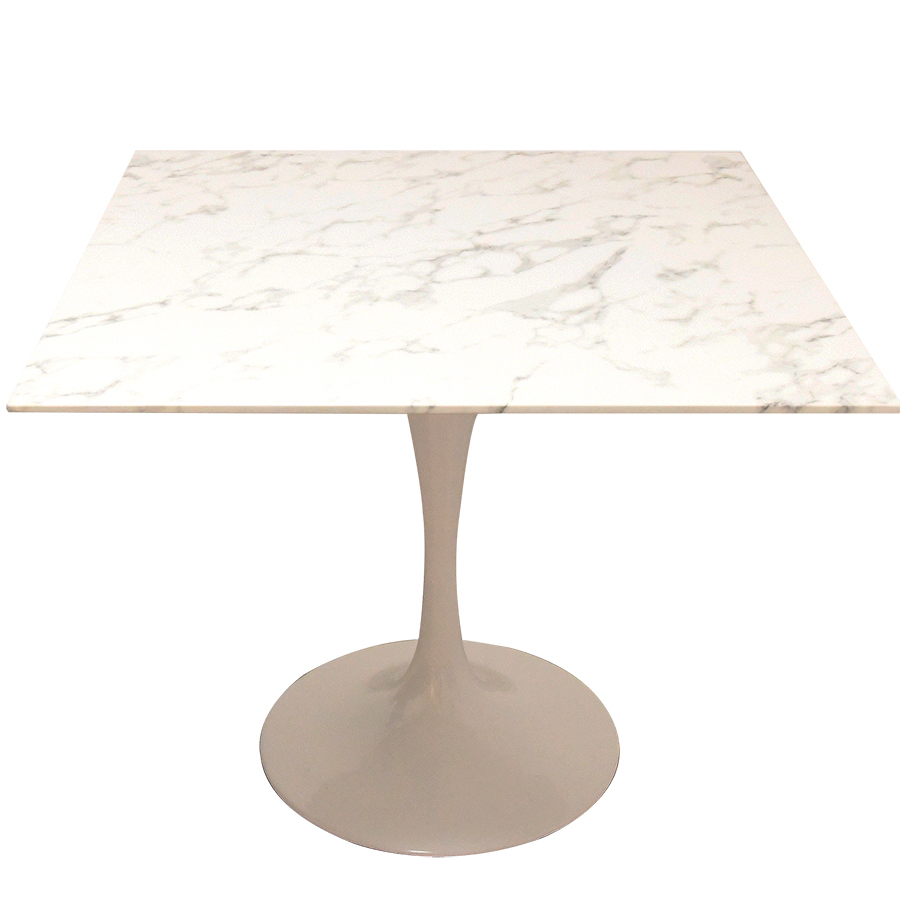 チューリップテーブル 人工大理石天板 四角形スクエア型90cm ホワイト エーロ・サーリネン tuliptable Eero Sarinen拍卖