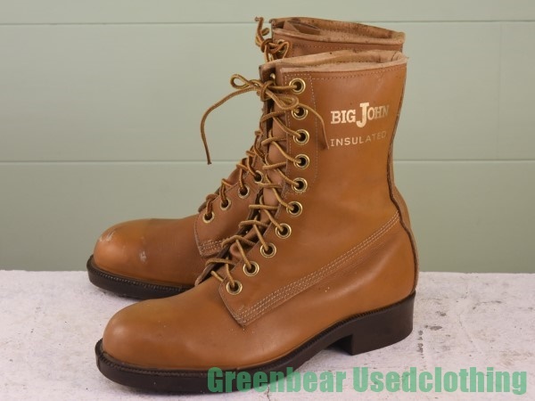 W025◆カナダ製【BIG JOHN】ビンテージ ワークブーツ 良い味 茶 ブラウン レディース 6EEE 24㎝拍卖