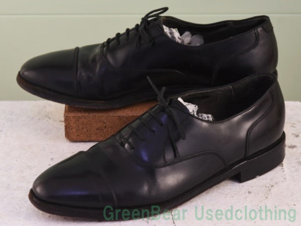W224◆韓国製【JARMAN】ビンテージ ビジネスシューズ ストレートチップ ワイズ細め 良い味 黒 ブラック メンズ 9.5M 27.5cm拍卖