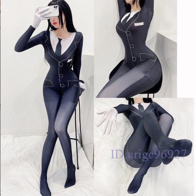 Q578★新品 超セクシー 3Dプリント制服風 ハイレグレオタード ボディスーツ レースクイーン エロティック 水着 仮装 コスプレ衣装拍卖