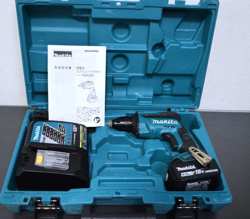【makita】18V/バッテリー1個仕様/充電式スクリュードライバ/モデル FS453DRG/ バッテリー1本/充電器付(DC18RC)/中古品(菅1997YO)拍卖